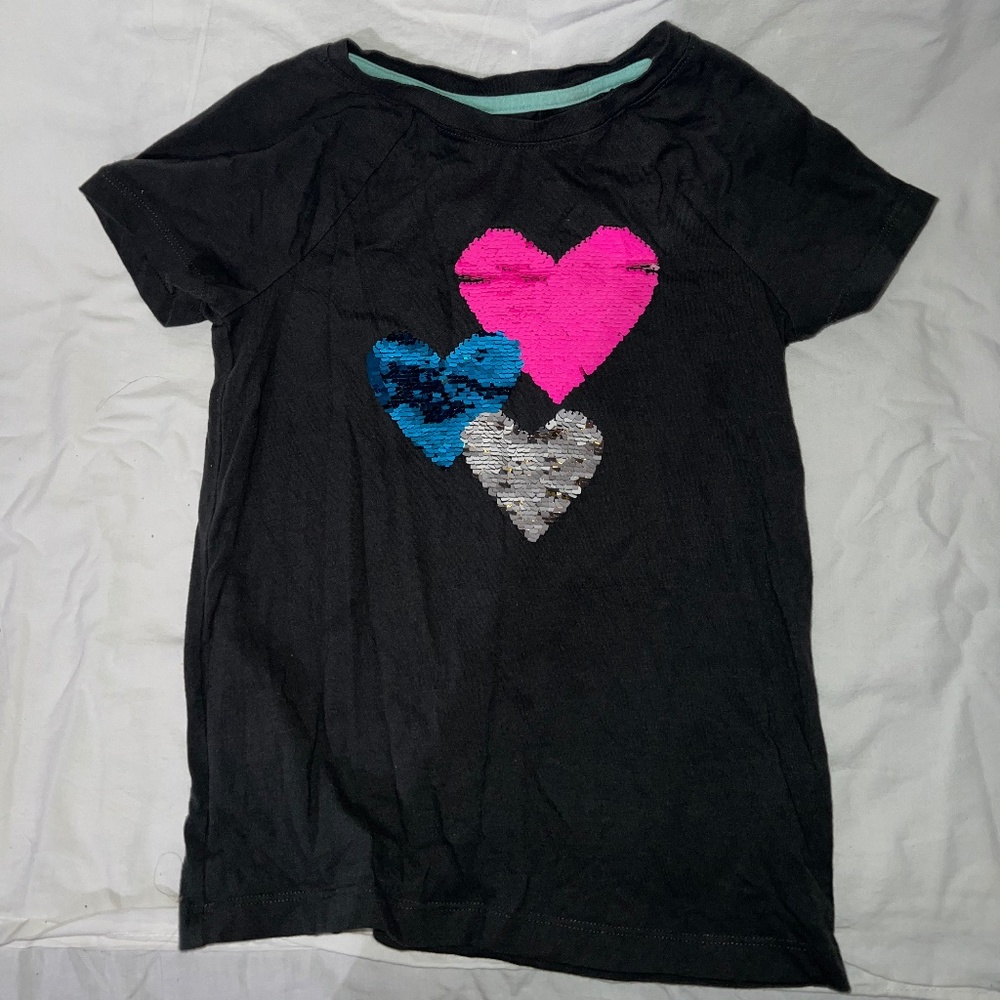 Cat & Jack Girls Reversible Sequined Hearts T-Shirt 💗
